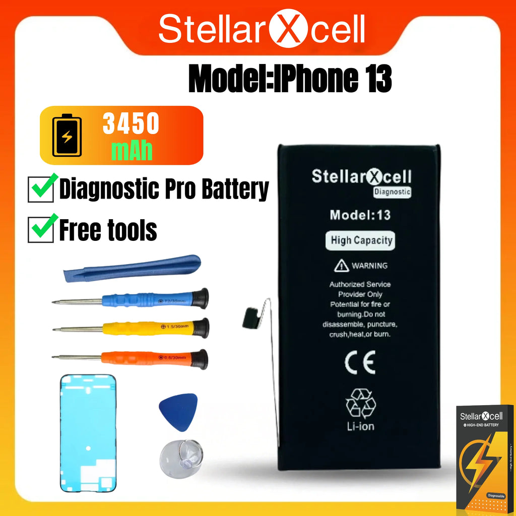 StellarXcell Diagnostic Battery Show Genuine Part No Pop Up Message for iPhone 12mini 13Pro 14Plus 15Promax Battery Replacement