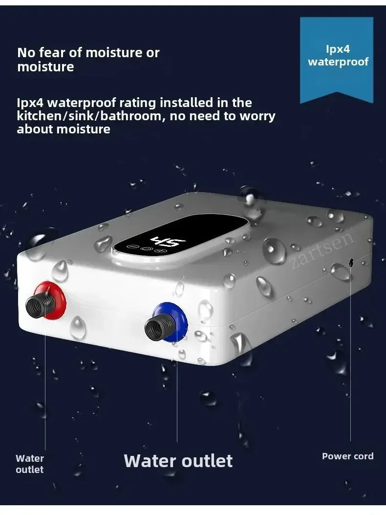 220V Compact Tankless Instant Electric Water Heater Energy Saving Hot Water Solution for Bathroom Toilet Shower