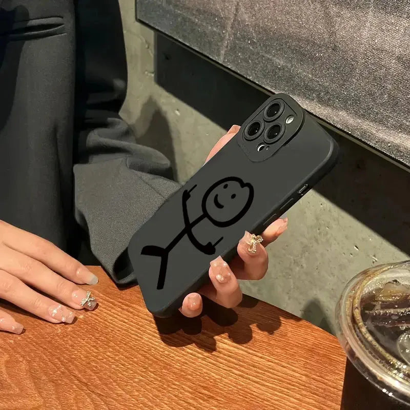 Cute Cartoon Matchman Matte Silicone Phone Case For iPhone 18 16 11 12 13 14 15 17 Pro Max XR XS X 7 8 Plus 16E Soft Back Cover