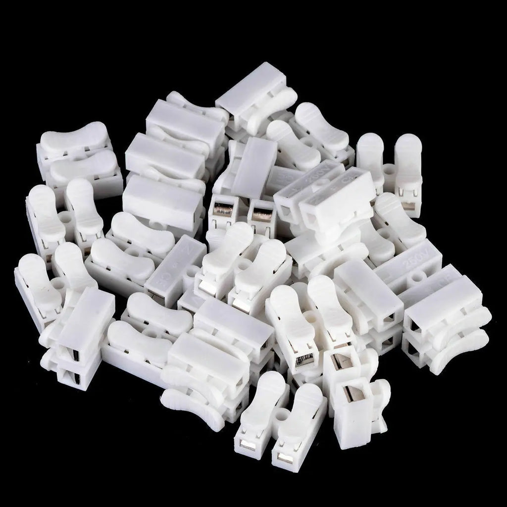 50pcs 2 Pole Quick Splice Lock Wire Connectors Chandelier Terminals Electrical Cable Terminals For Safe Splicing Into Wire
