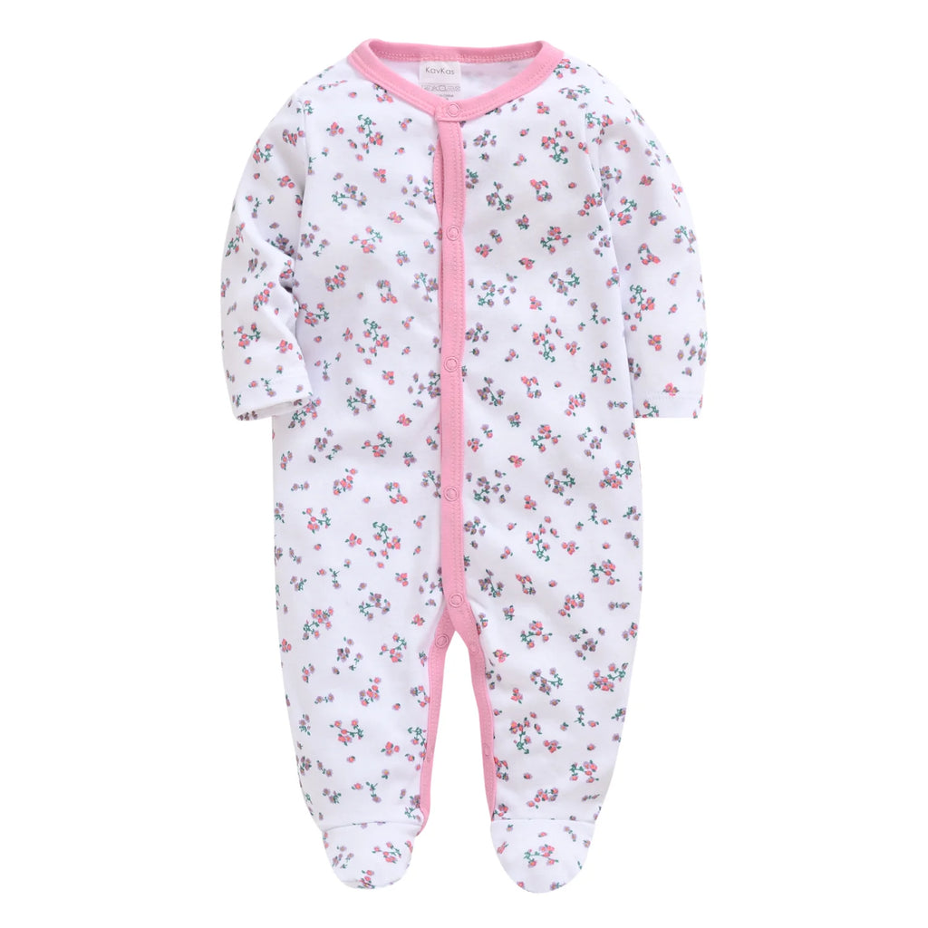 KAVKAS Baby Clothing Girls Pink Romper Cartoon Kids Pajamas Long Sleeve Jumpsuit Bebe Playsuit Girls Clothes  0`12 Monthes