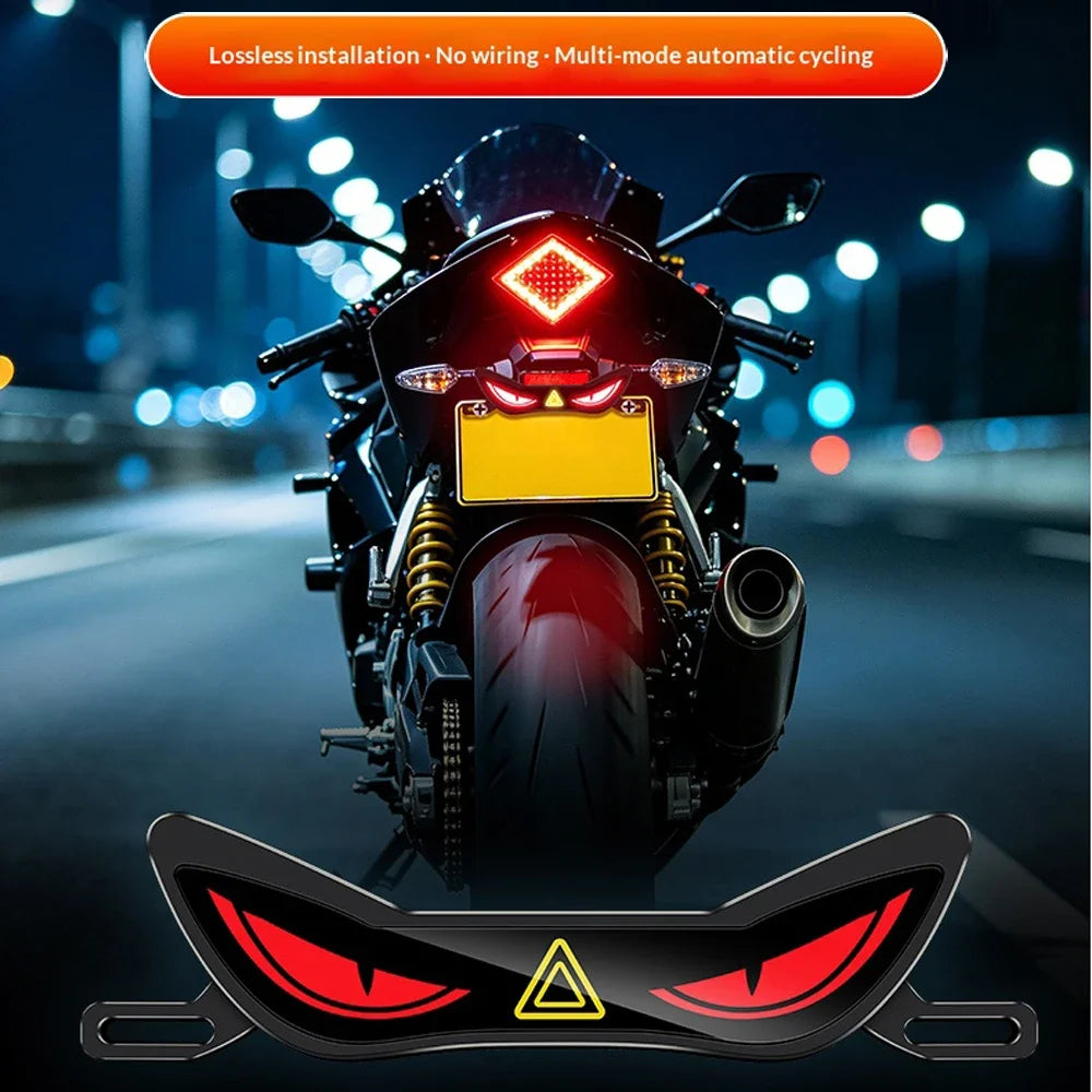 2026 Newest Motorcycle Cool Demon Eye LED License Plate Waterproof Ambient Light Headlight Brake Light Motorcycles Light