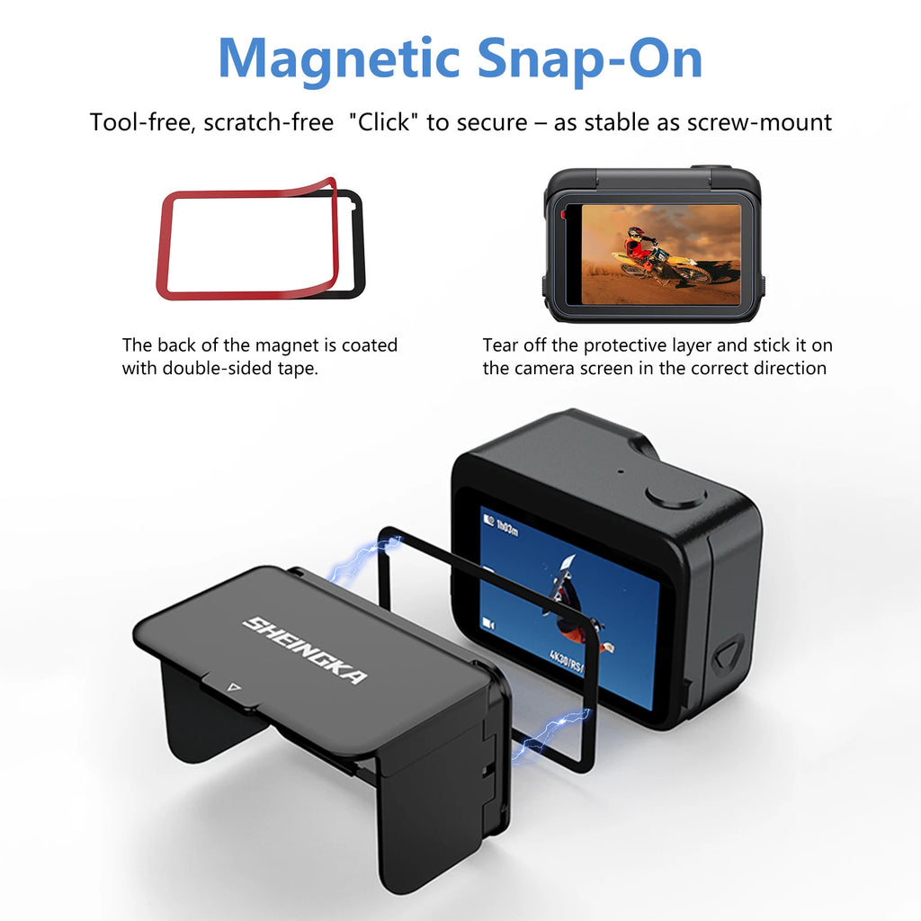 Magnetic Screen Lens Hood for Insta360 Ace Pro 2 Anti-Glare Quick-Release Perfect Fit Screen Sunshade Sports Camera Accessories