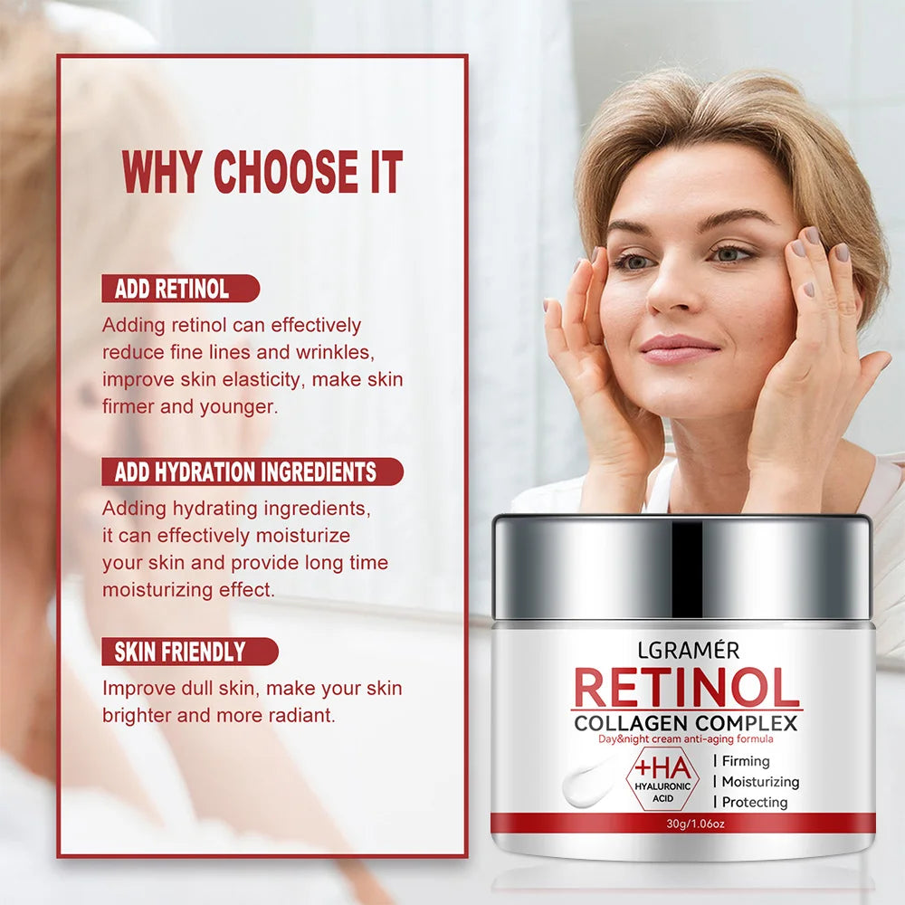 Retinol Lifting Firming Cream Collagen Smooth Wrinkles Face Cream For Moisturizer Whitening Nourishing Brighten Skin Products