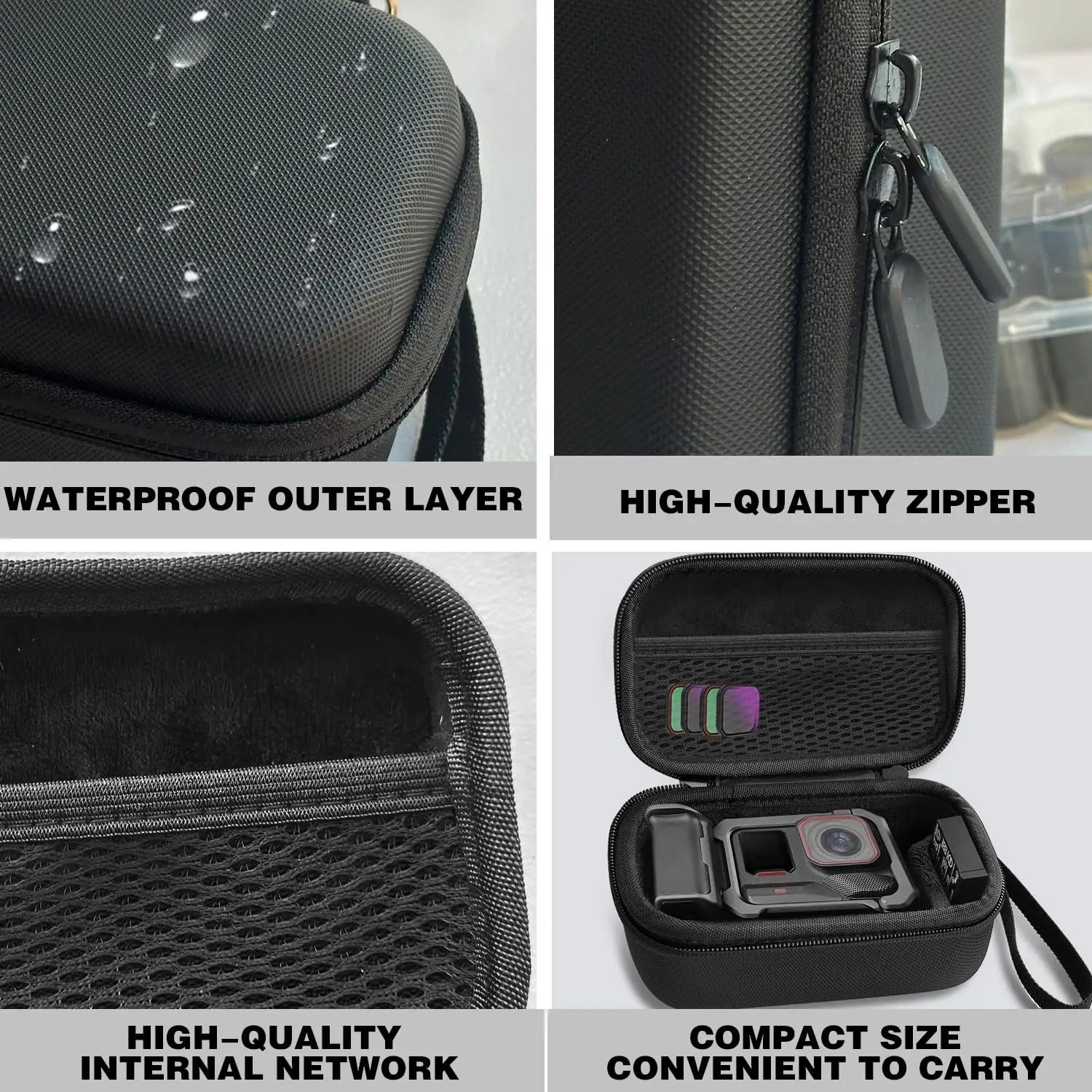 Case for Insta360 Ace Pro/Ace Pro 2, Waterproof & Shockproof,Dedicated Battery Compartment &Durable Black Protective Storage Box