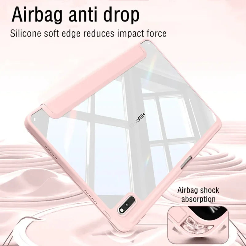 Clear Acrylic Case For Huawei Matepad Air 11.5 2023 11 10.4 Pro 11 10.8 Pencil Holder Cover For Honor Pad V6 V7 10.4 Inch Cases