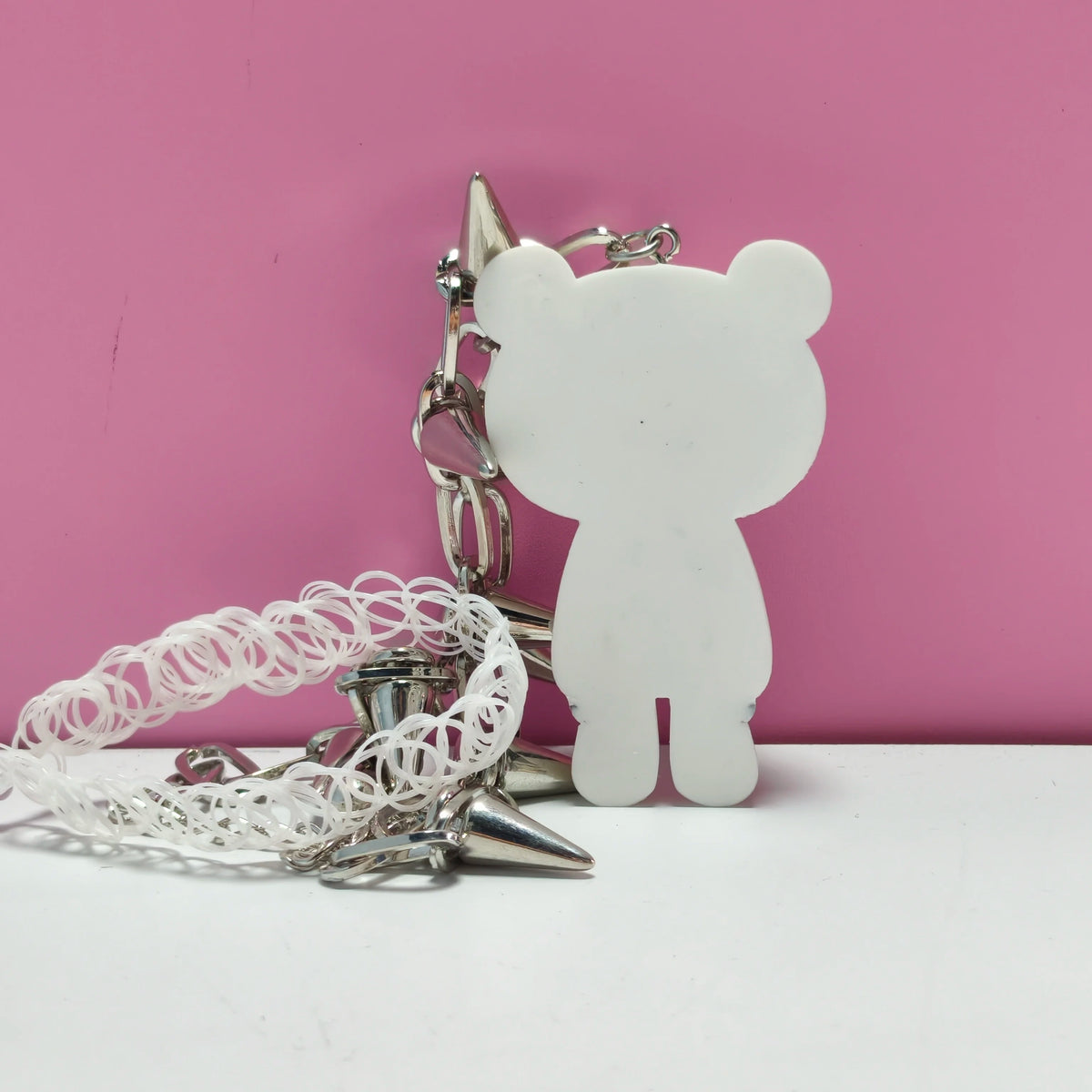 Gloomy Bear Spike Choker Necklace, Y2K Gothic Punk Rivet Chain with Cute Bear Pendant, Harajuku Alternative Jewelry for Women