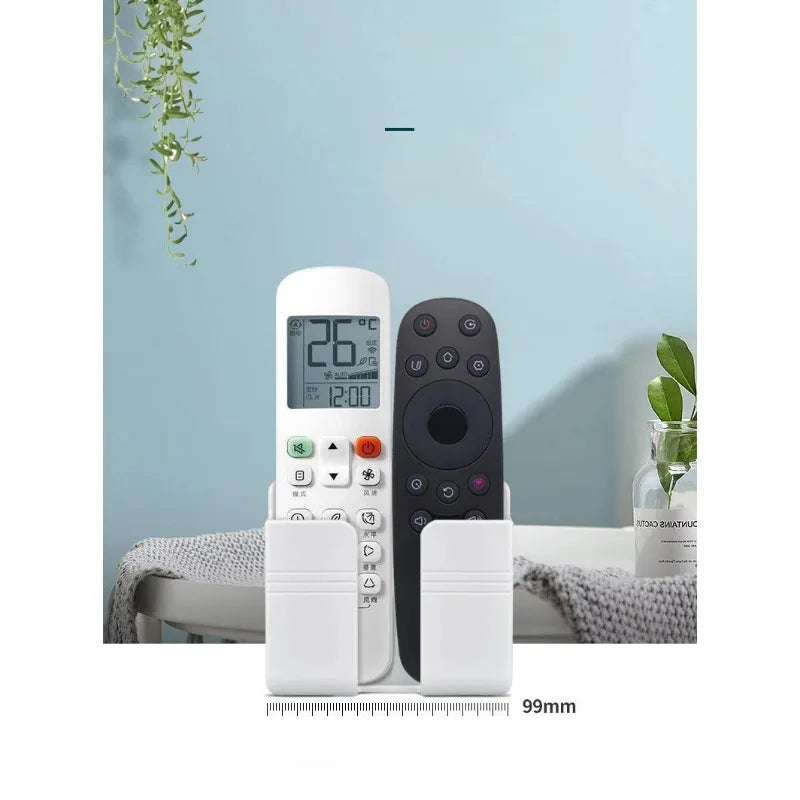 White Wall Mount Phone Holder with Lazy Desk Pad Remote Control Storage Box Punch Free Charging Stand for Mobile Phones