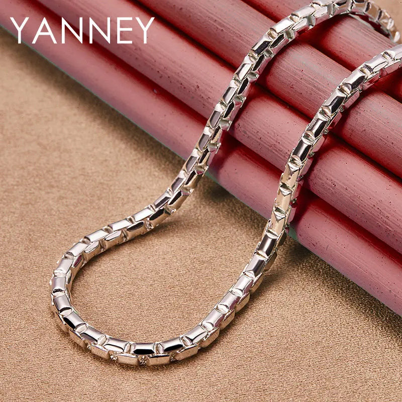 925 Sterling Silver 18 Inches 4MM Box Chain Necklace For Men Women Fashion Hip Hop Charm Gift Jewelry Wedding