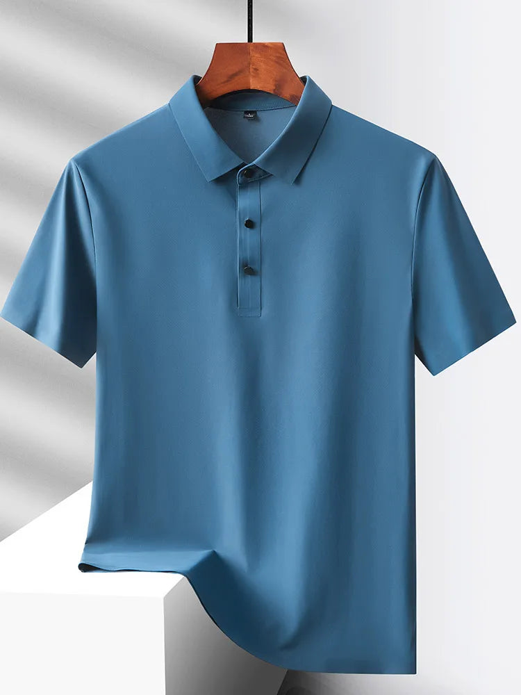 Selected popular nylon fabric, dad's summer clothing, middle-aged men's short sleeved T-shirt, summer ice silk quick drying, mid