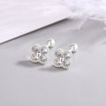 925 Sterling Silver Four Round Zircon Small Piercing Stud Earrings For Women Luxury Elegant Fine Jewelry Accessories Jewellery