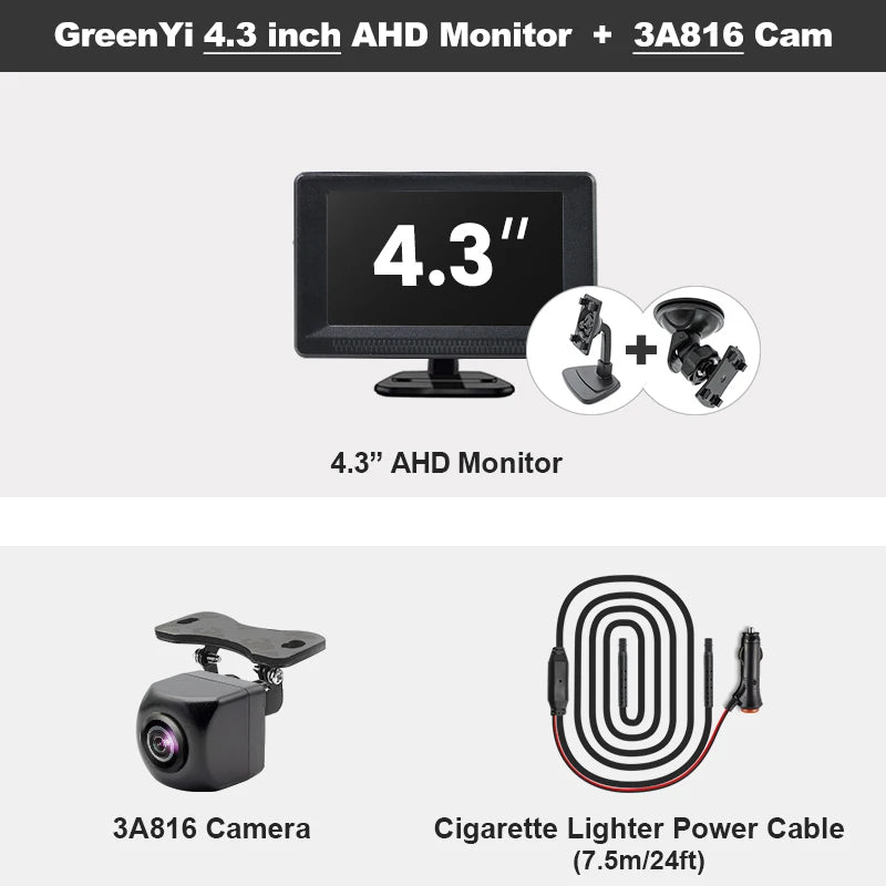 GreenYi 4.3/5/7 inch AHD IPS Monitor 1080P Night Vision Car Rear View Camera 170° Reverse Camera Night Vision Waterproof