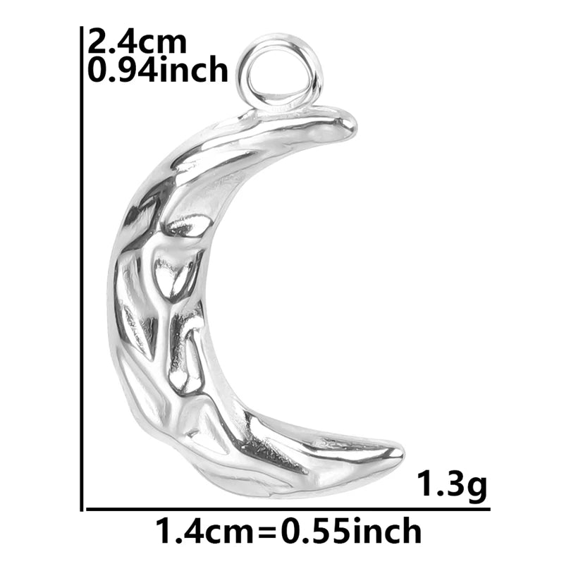 10pcs/lot Stainless Steel Crescent Moon Sun Pendants Moon Girl Friendship Mushroom Forest Charms Jewelry Making Findings No Fade