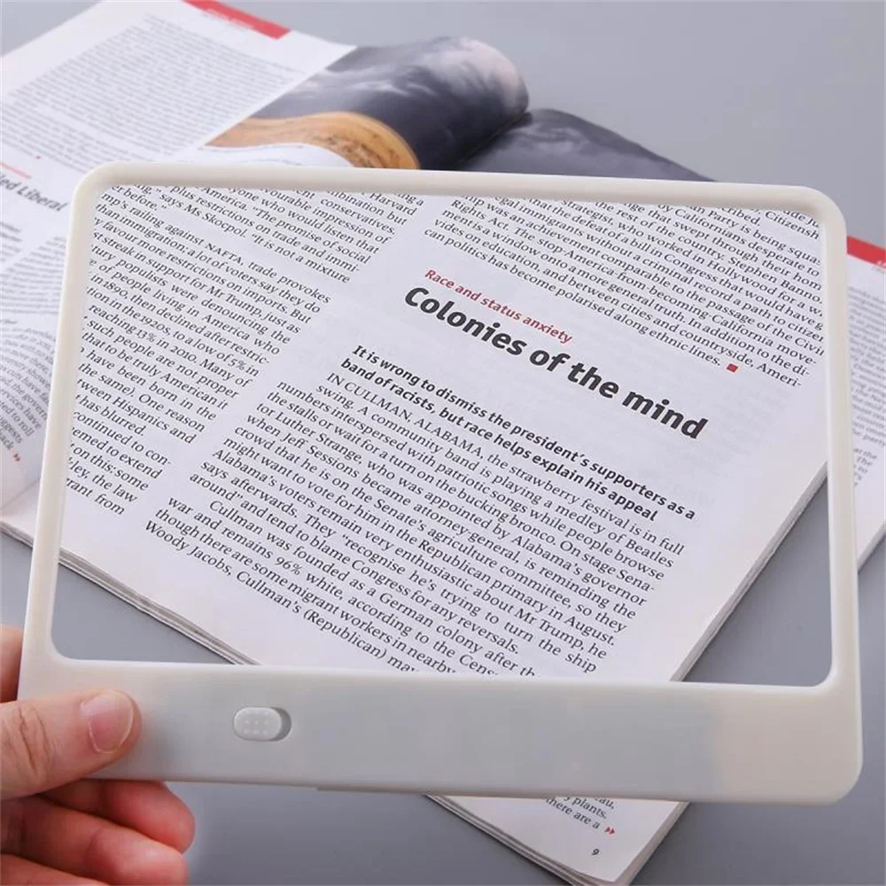 3X Full Page Magnifying Sheet with LED Lights Lightweight Magnifier for Reading Books Kids Seniors Crafts Stamps Maps