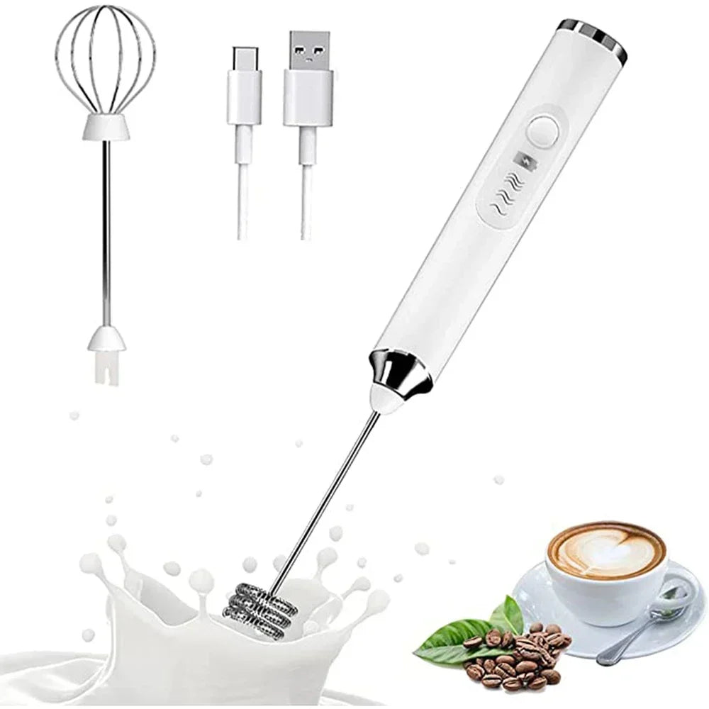 Electric Foamer Mixer Whisk Beater Stirrer 3-Speeds Coffee Milk Drink Frother USB Rechargeable Handheld Food Blender Whisk