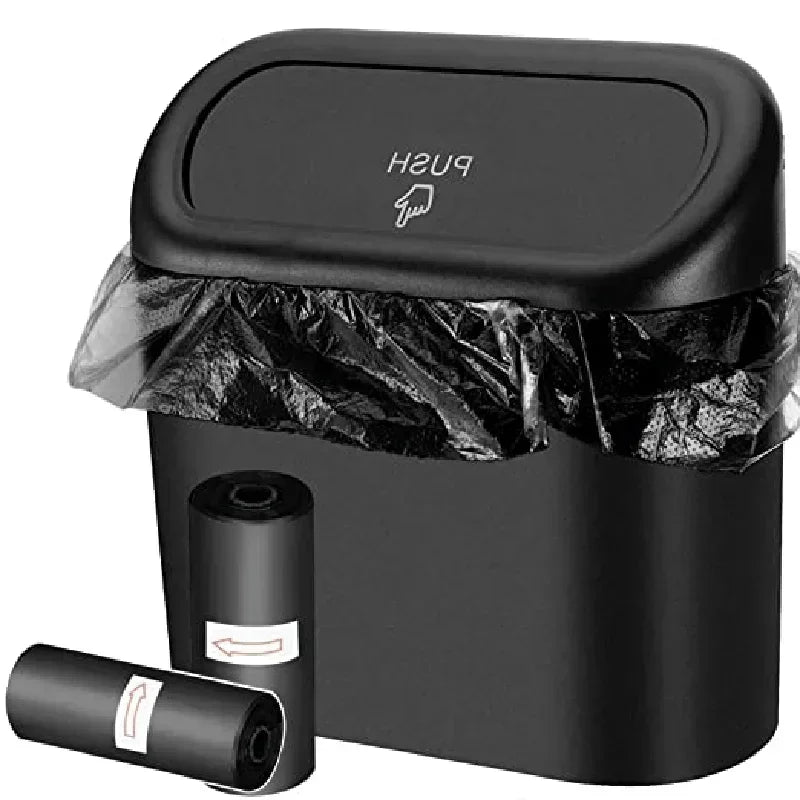 1Pcs Leak-proof Mini Car Trash Can with Lid Small Car Accessories Includes 60 (300) Garbage Bags for Vehicle Interior