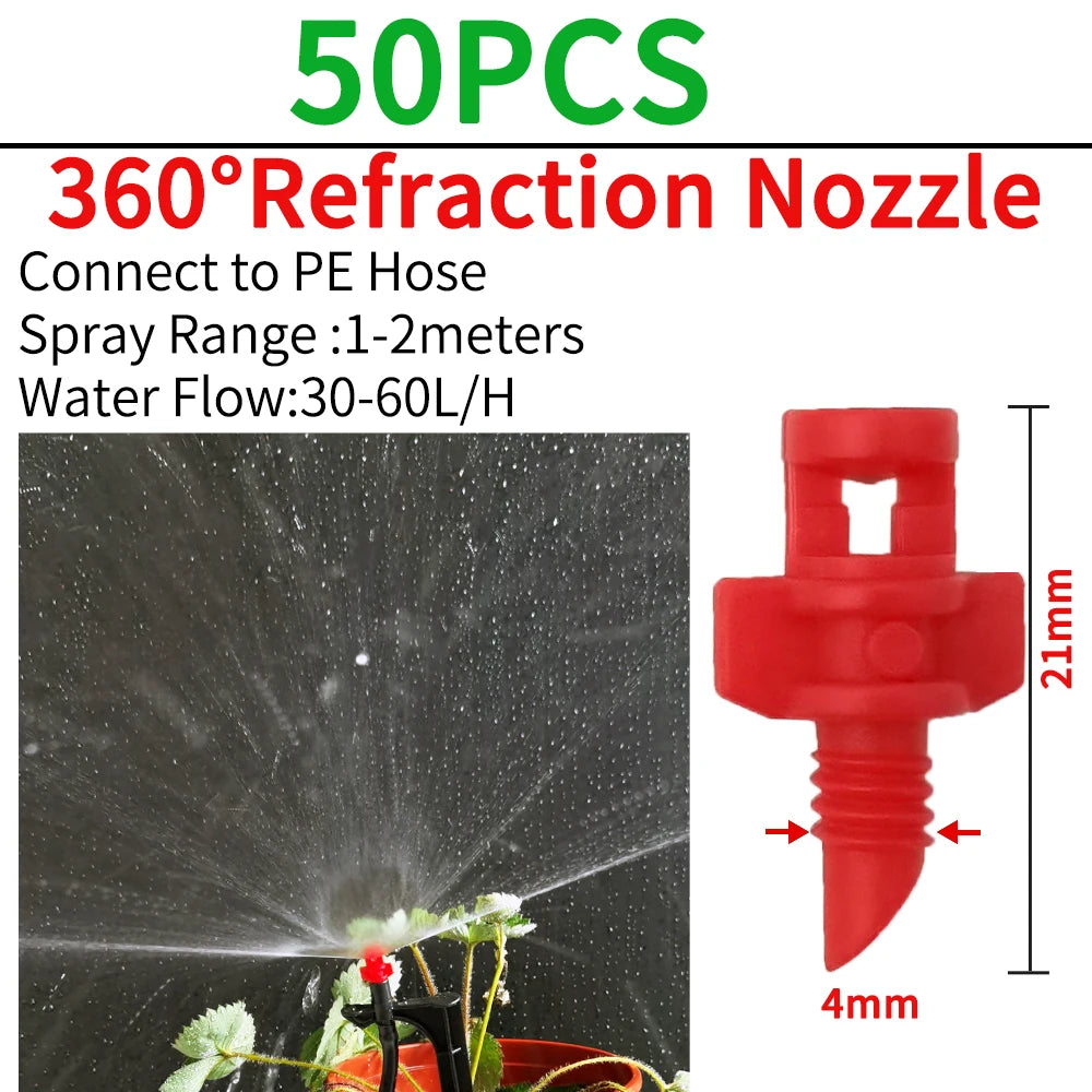 OASIS Greenhouse Watering Sprinkler Dripper Drip Irrigation Garden Adjustable Mist Emitters Stake Micro Spray Rotating Nozzle