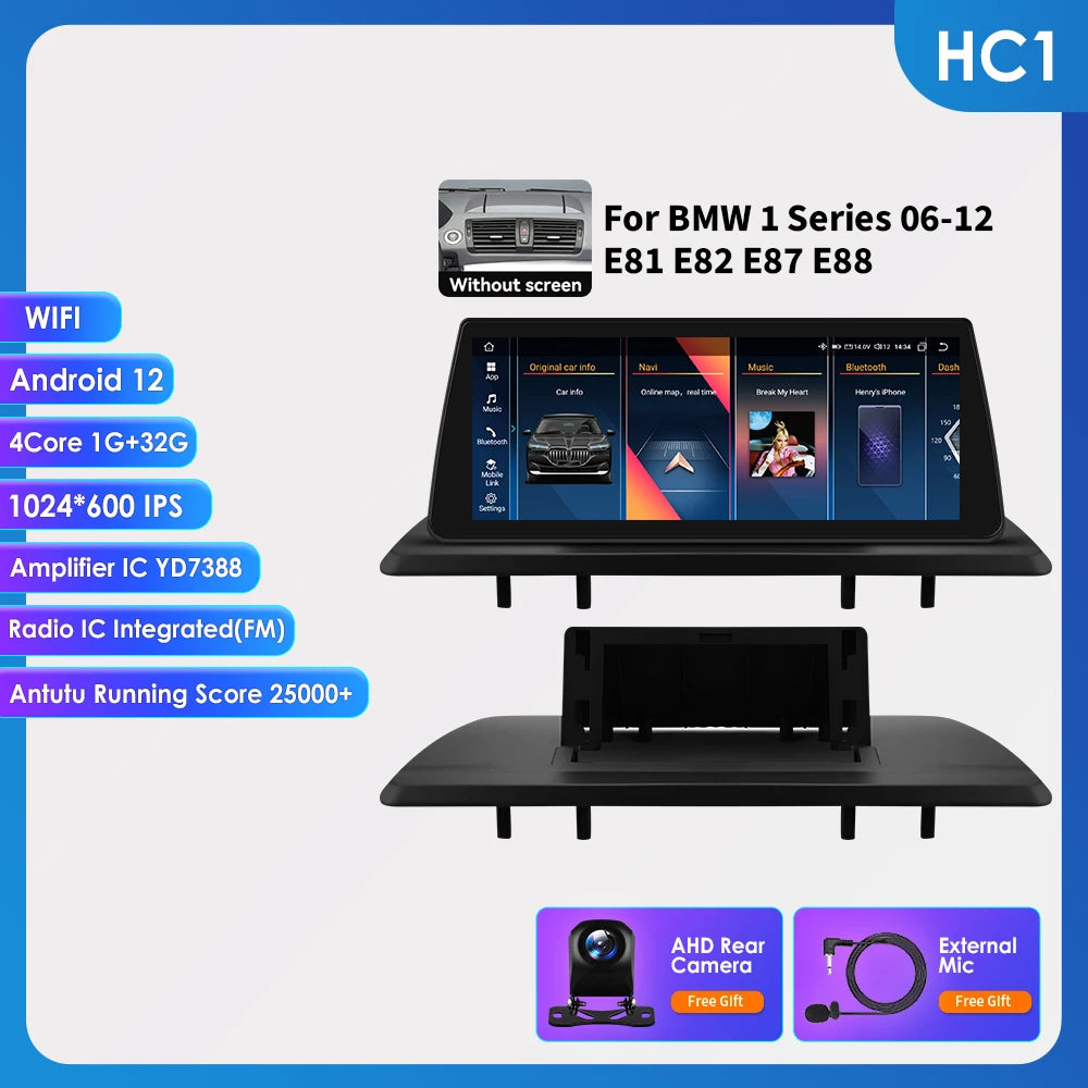 10.25" Smart Car Systems for BMW 1 Series 06-12 E81 E82 E87 E88 Without Screen with Support Wireless Carplay Android Auto RDS BT