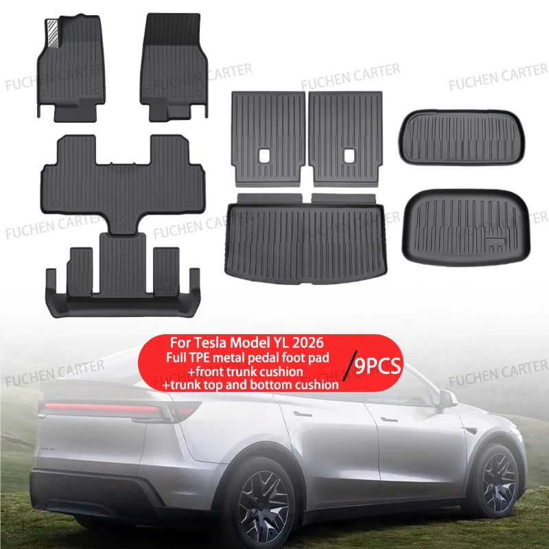 Car Floor Mats for Tesla NEW Model YL 2026 Car Four Seasons Waterproof Non-slip Floor Mat Trunk Mat TPE Special Car Accessories