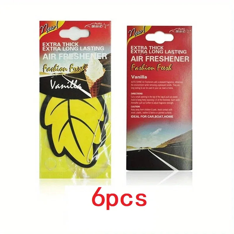 3-60pcs Car Air Freshener Natural Scented Tea Paper Auto Hanging Vanilla Perfume Fragrance Leaf Shape Car Accessories Interior