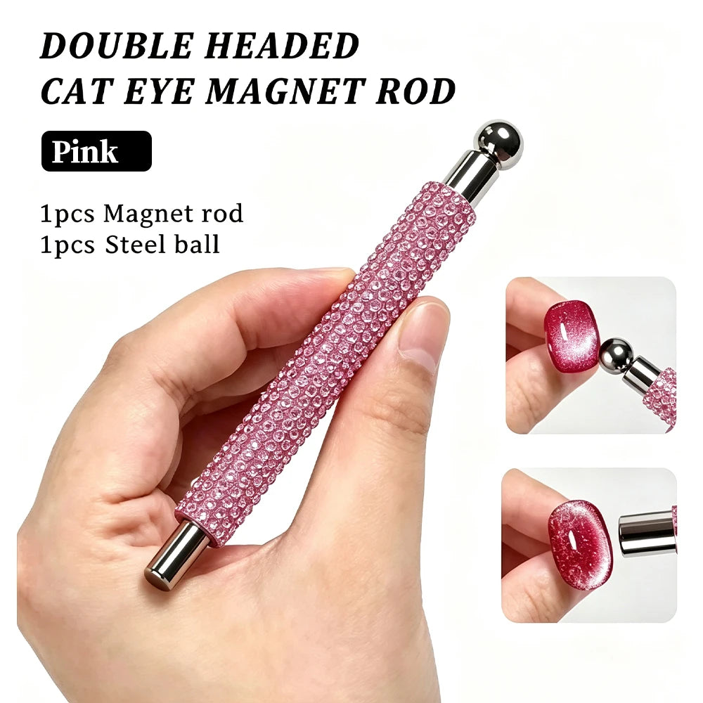 1/2Pcs Nail Cat Eye Magnetic Ball With Nail Magnetic Stick Tool Set Double-head Strong Magnet Pen 3D Cat Eye Gel Nail Supplies