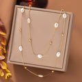 Yupsk 316L Stainless Steel Double Layer Pearl Choker Necklace for Women 2in1 Chains Necklaces Bridal Wedding Party Jewelry