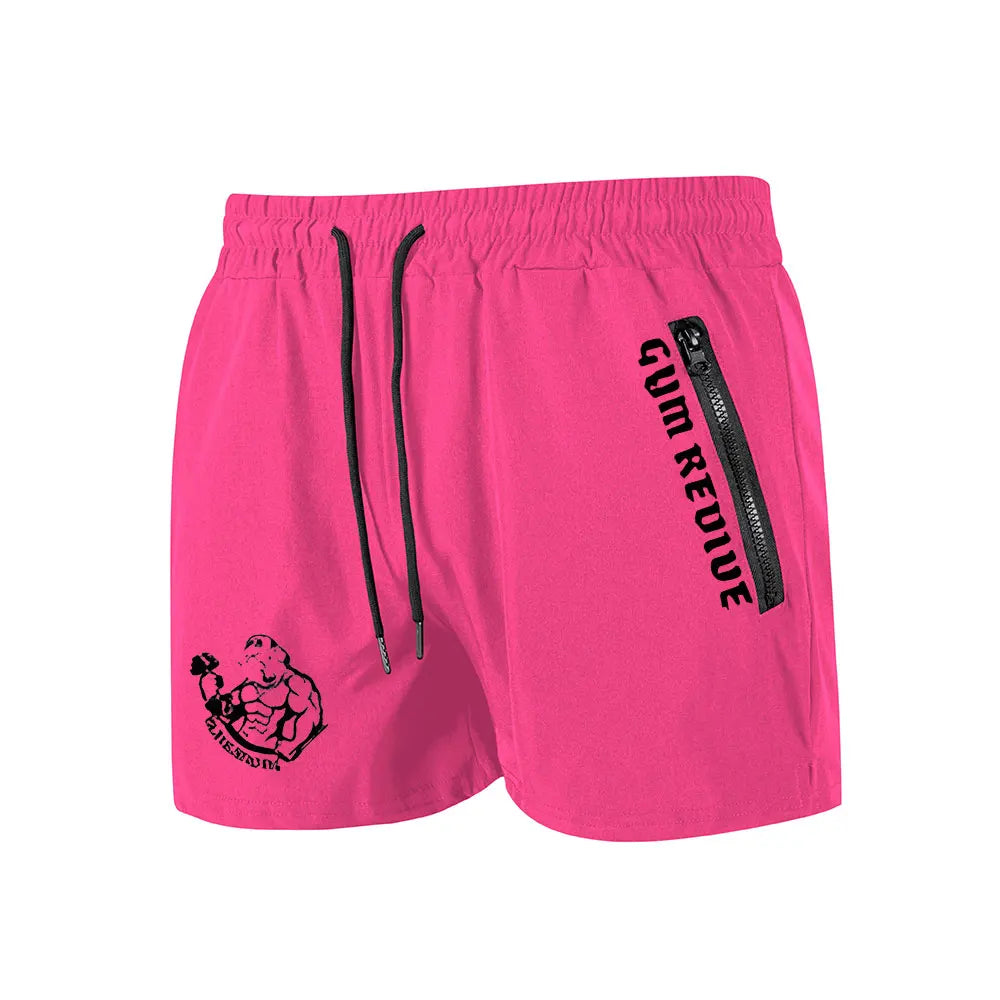 Men's Printed Shorts Summer Quick Dry Side Double Zipper Pockets Design Running Basketball Training Gym Shorts