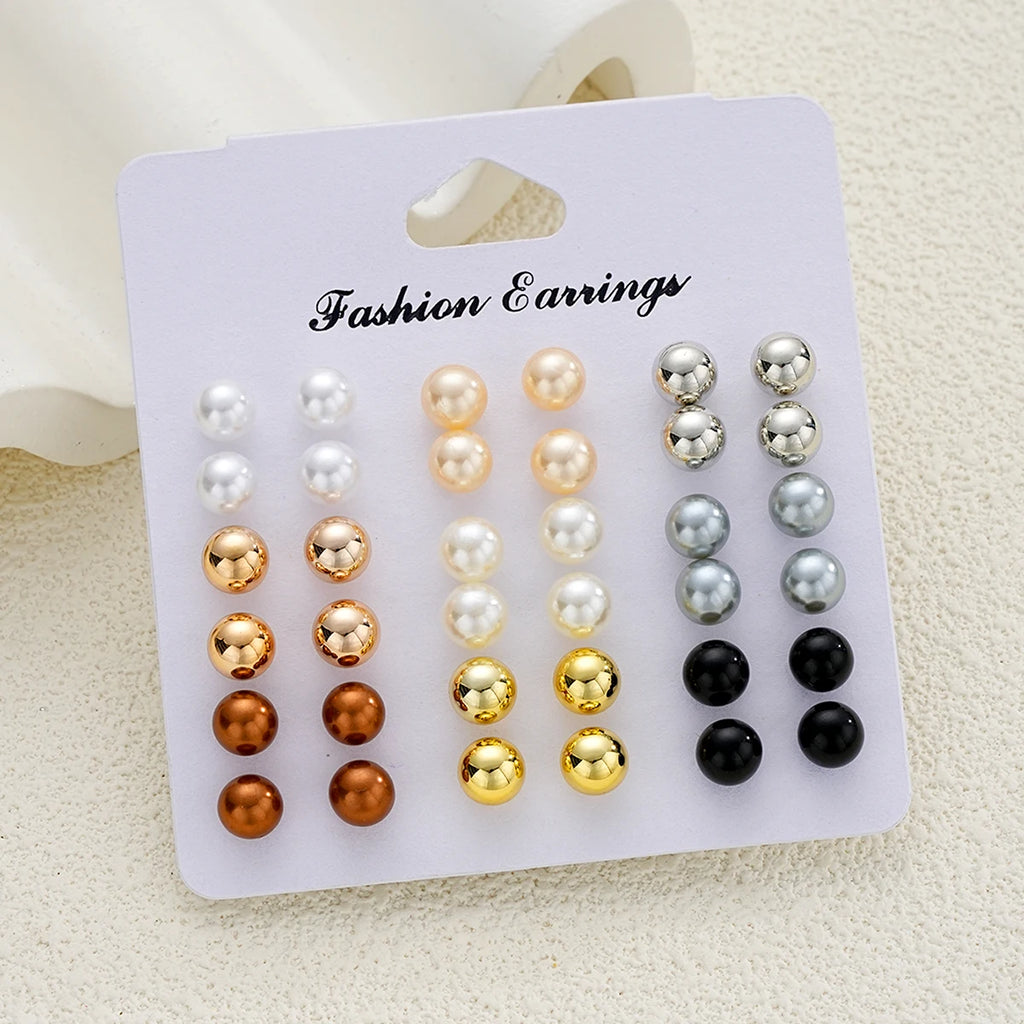 83pcs Elegant Pearl Geometric Earrings Necklace Bracelet Ring Jewelry Set For Women Heart Butterfly Star Daily Party Jewelry New