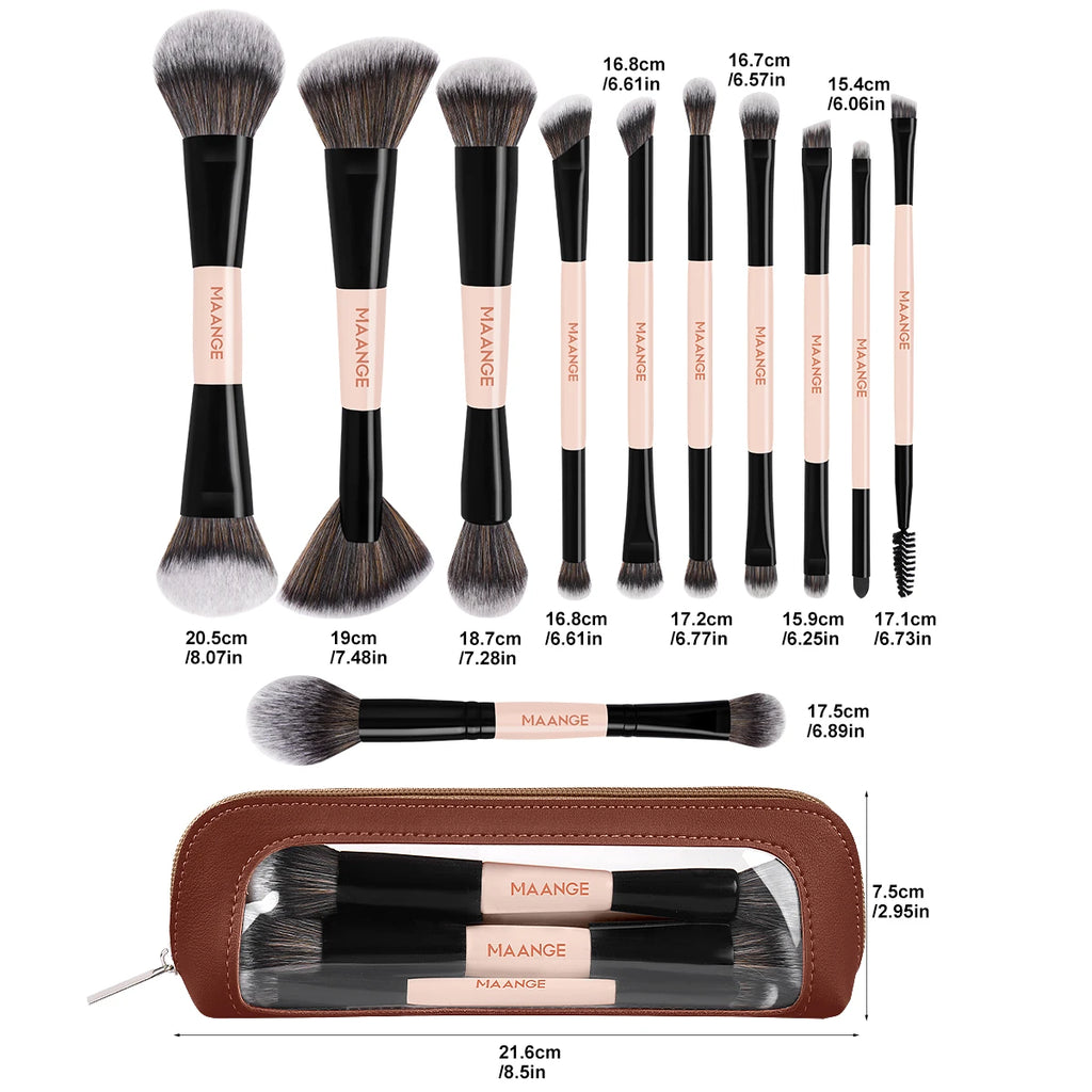 MAANGE 11pcs Makeup Brushes with Storage Bag Multi-purpose Facial Brush Powder Brush Powder Blusher Brush Eye Detail Brushes