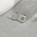 Simple Smooth / Shiny Crystal Small Stud Earrings Silver/Gold Color Tiny Posting Earrings Women's Minimalist Luxury Jewelry