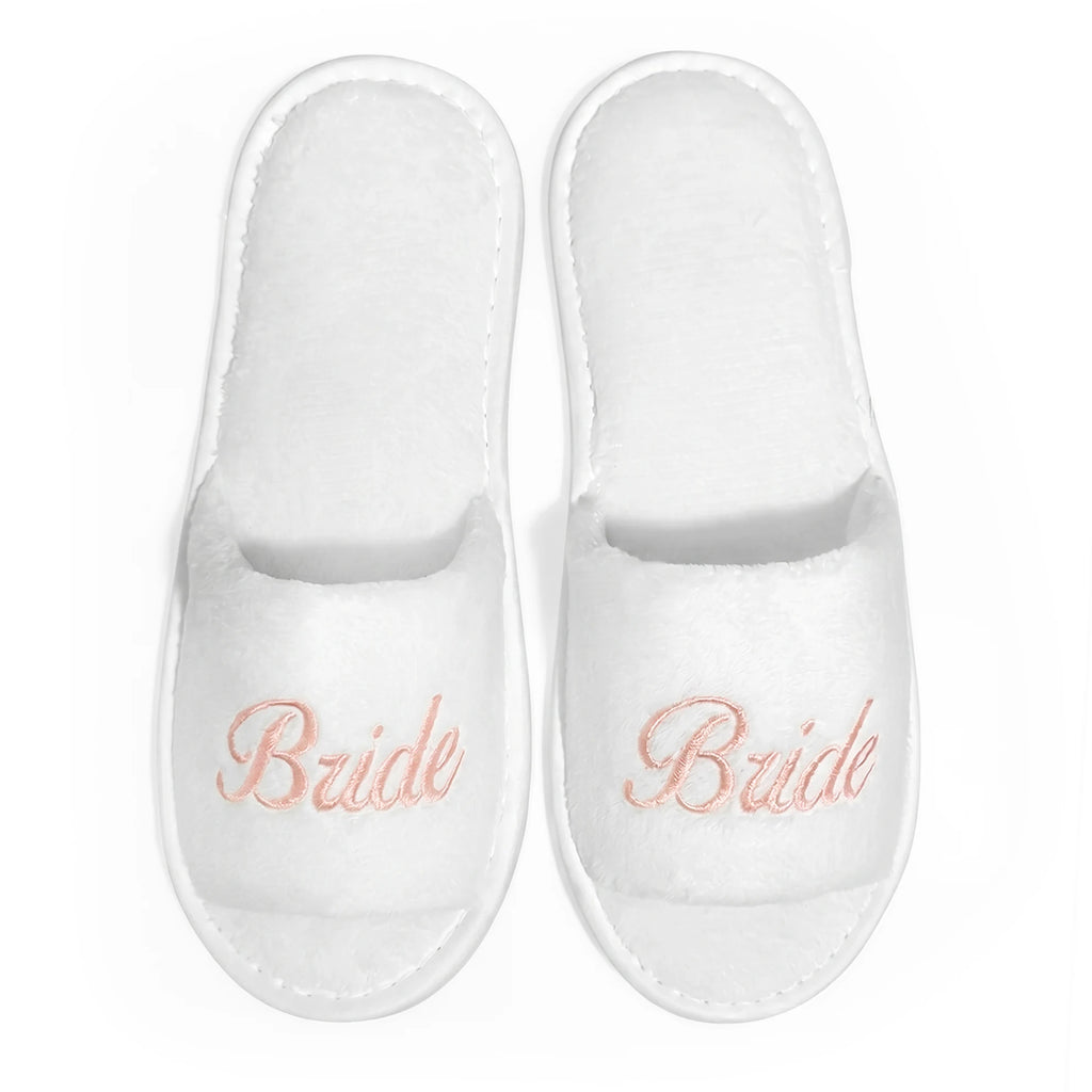 Bride & Bridesmaid, Wedding Party Guests Home Slip On Shoes Bridal Party Slippers Open-toe With Golden, Mint Green and Pink