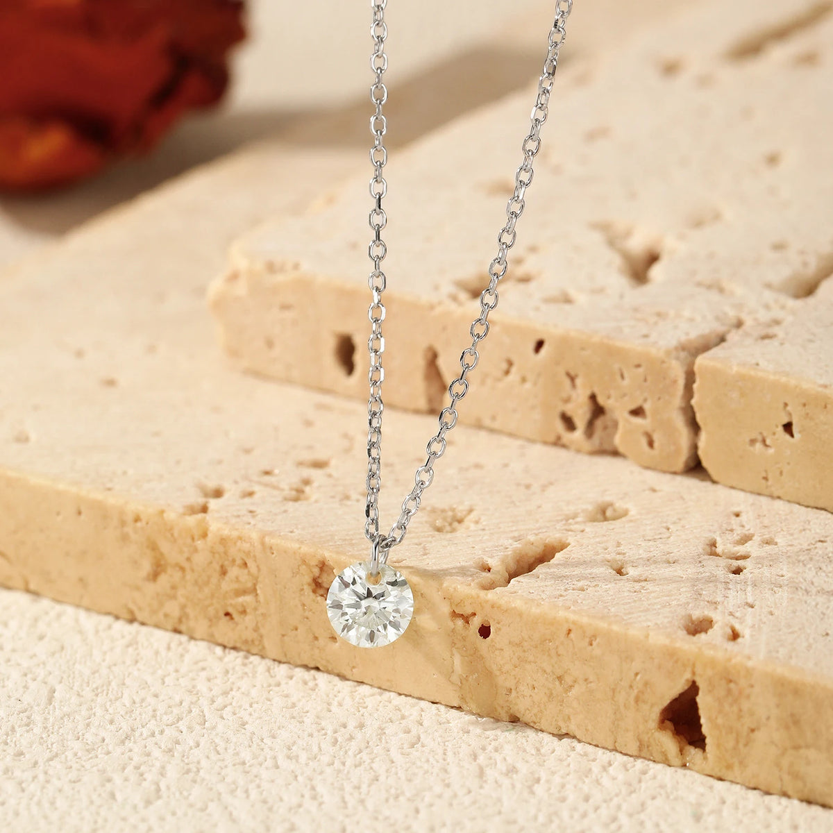 MODIAN 0.1CT/0.3CT/0.5CT VVS1 Clarity Moissanite 925 Sterling Silver Classic Round Pendant Necklace For Women Fine Jewelry