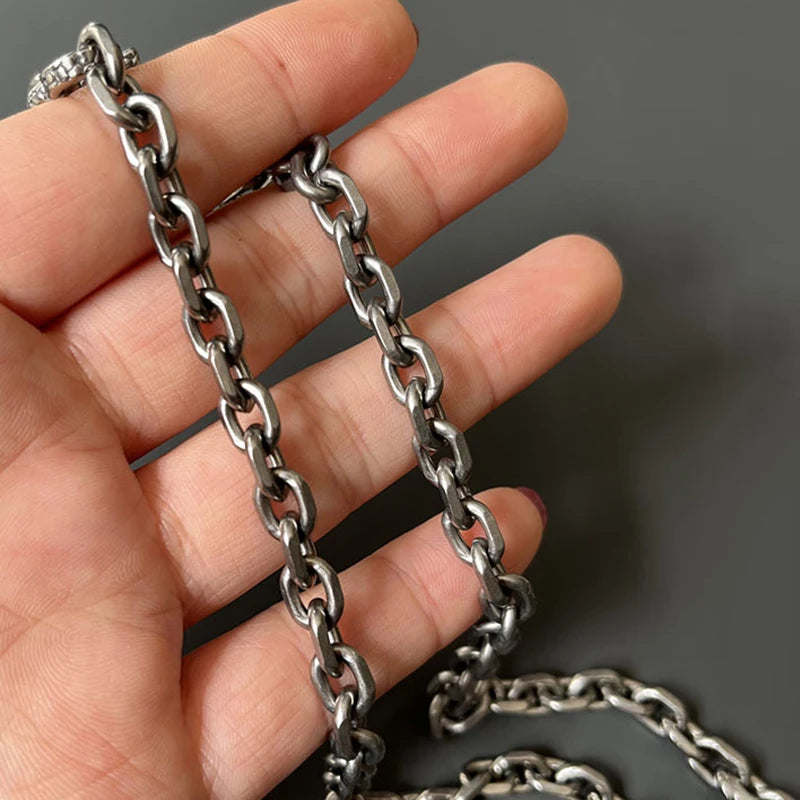 TA1 /Grade 1 Titanium 7mm Unisex O Shaped Chain Necklace Surface Cut Angle Chain Necklaces for Men & Women Gifts