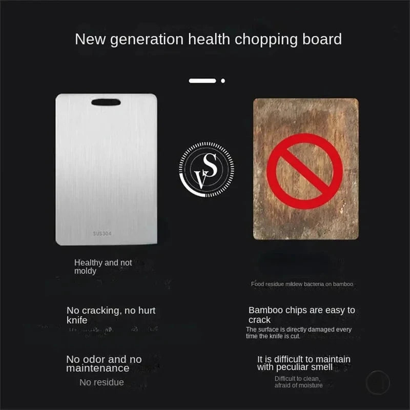 304 Stainless Steel Cutting Board Double Sided, Thickened Kitchen Chopping Block for Meat Vegetable Dough