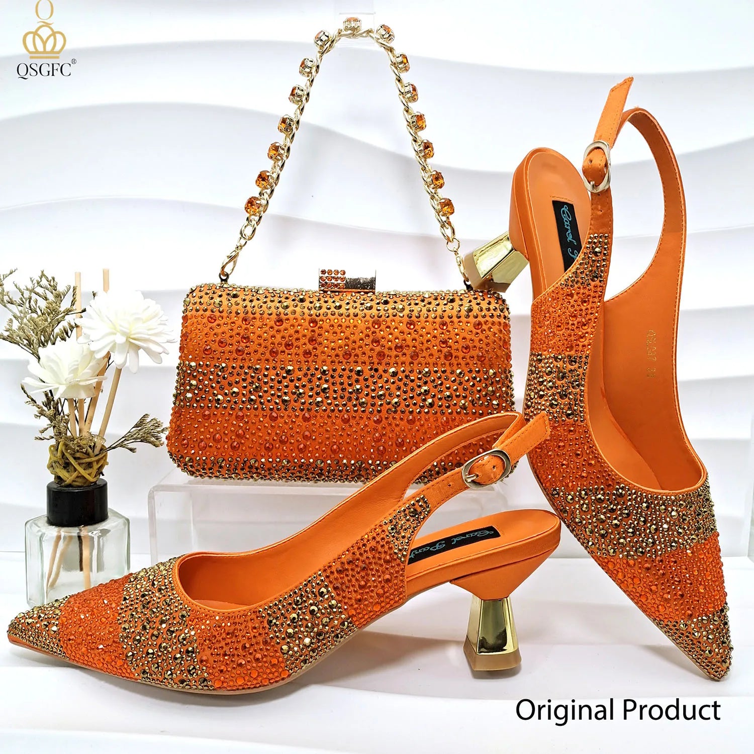 QSGFC New Arrive Italian Design Party Shoes With Matching Clutch Bag Hot African Wedding With Women Heel Shoes And Bag Set Party