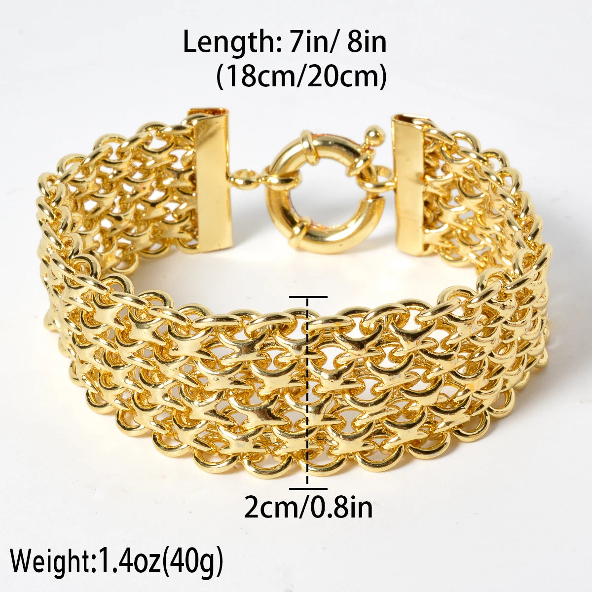 New 18MM Wide Copper Chain Bracelet Unisex 18K Gold Plated Wristband Miami Sidewalk Bracelet Punk Hip Hop Jewelry Party Gift