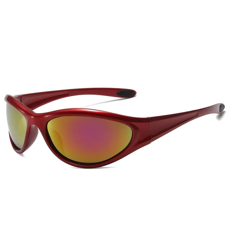 DOHOHDO New Retro Y2K Cat Eye Outdoor Fashion Sports Sunglasses Women Gradient Mirror Goggles Shades UV400 Men Punk Sun Glasses