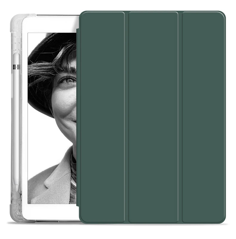 With Pencil Holder Case For iPad A19 12th A16 11th Pro 11 Air 11 5 4 10.9 10th 10.2 7 8 9th 9.7 5/6th Air 1/2 9.7 Air 3 Pro 10.5