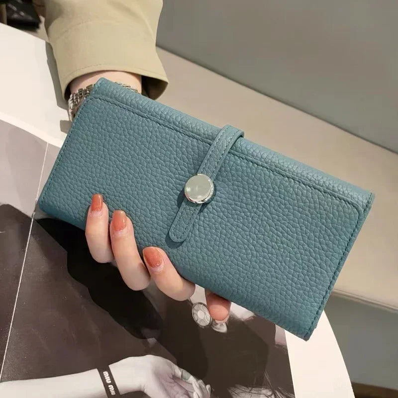 Genuine Leather Wallet Women Long Clutch Fashion Luxury Brand Ladies Purses Card Holder Zipper Coin Pocket High Quality Billfold
