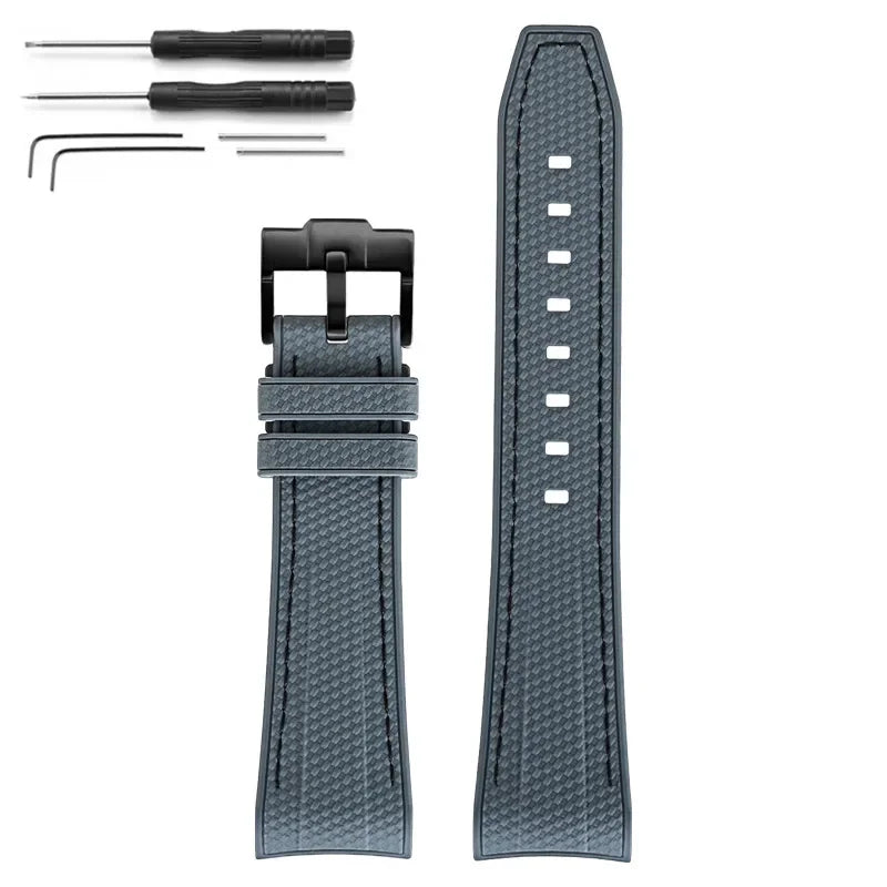 Rubber Silicone Watch Band for Swatch X Blancpain GREEN ABYSS Curved End Waterproof Sport Woven Pattern Strap Bracelet 22mm