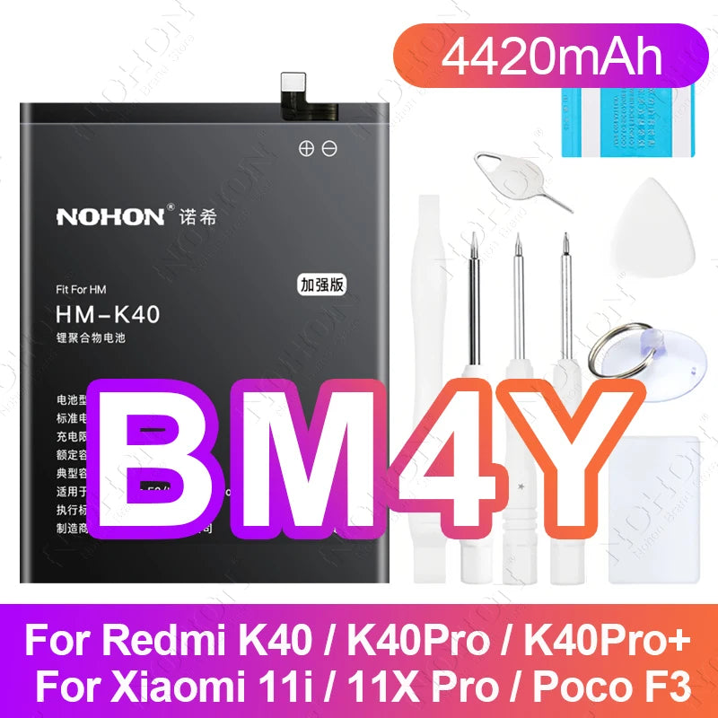 NOHON BN61 Battery for Xiaomi Poco X3 X4 GT X5 X6 Pro F5 F4 F3 F2 M5 M4 M3 M6 Pro C40 Redmi K50 K40 K30 Bateria BM4Y BN57 BP48