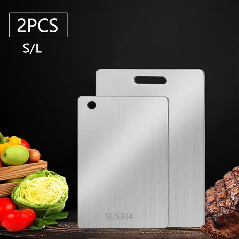 WXCOO Kitchen Cutting Board Thickened Stainless Steel Boards for Cut Vegetables Fruit Meat Food Grade Chopping Cutting Boards