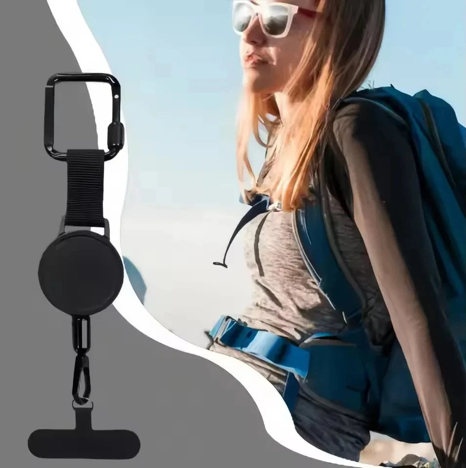 Safety Lanyard Stra Retractable Anti-Theft Phone Holder Smartphonewith Carabiner Anti-Drop Harness for Hiking Cycling Climbing