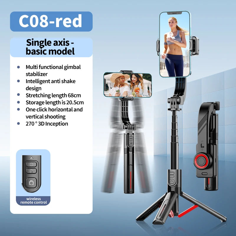 FANGTUOSI Handheld Gimbal Stabilizer 360° Rotation Estabilizador Anti Shake Selfie Stick Fill Light For Phone Stabilizer Tripod