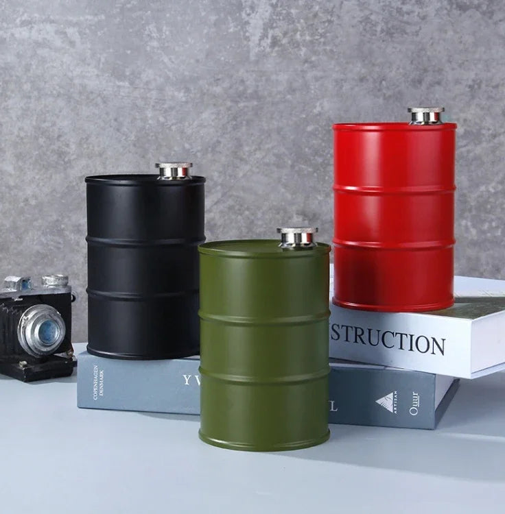 1Pc 25oz Water Bottle Drums Whisky  Portable Stainless Steel Hip Flask