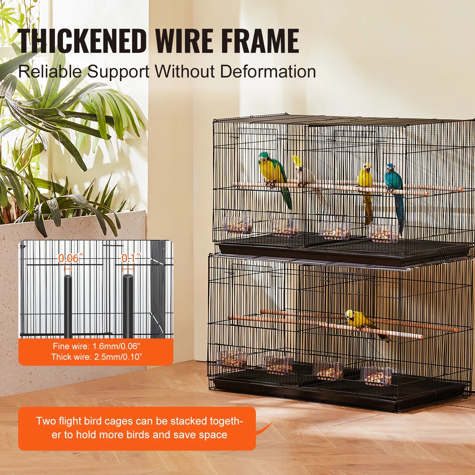 SucceBuy Flight Bird Cage Stackable Divided Small Animal Cage for Kinds of Birds Pet Travel Birdcage with Handle and Perches