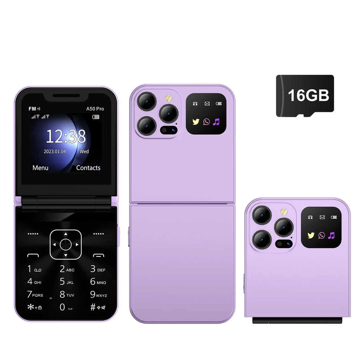 SERVO A50 PRO Flip Mobile Phone 2G GSM Call Recording Blacklist Speed Dial Flashlight Foldable Feature Cellphones Dual SIM Card