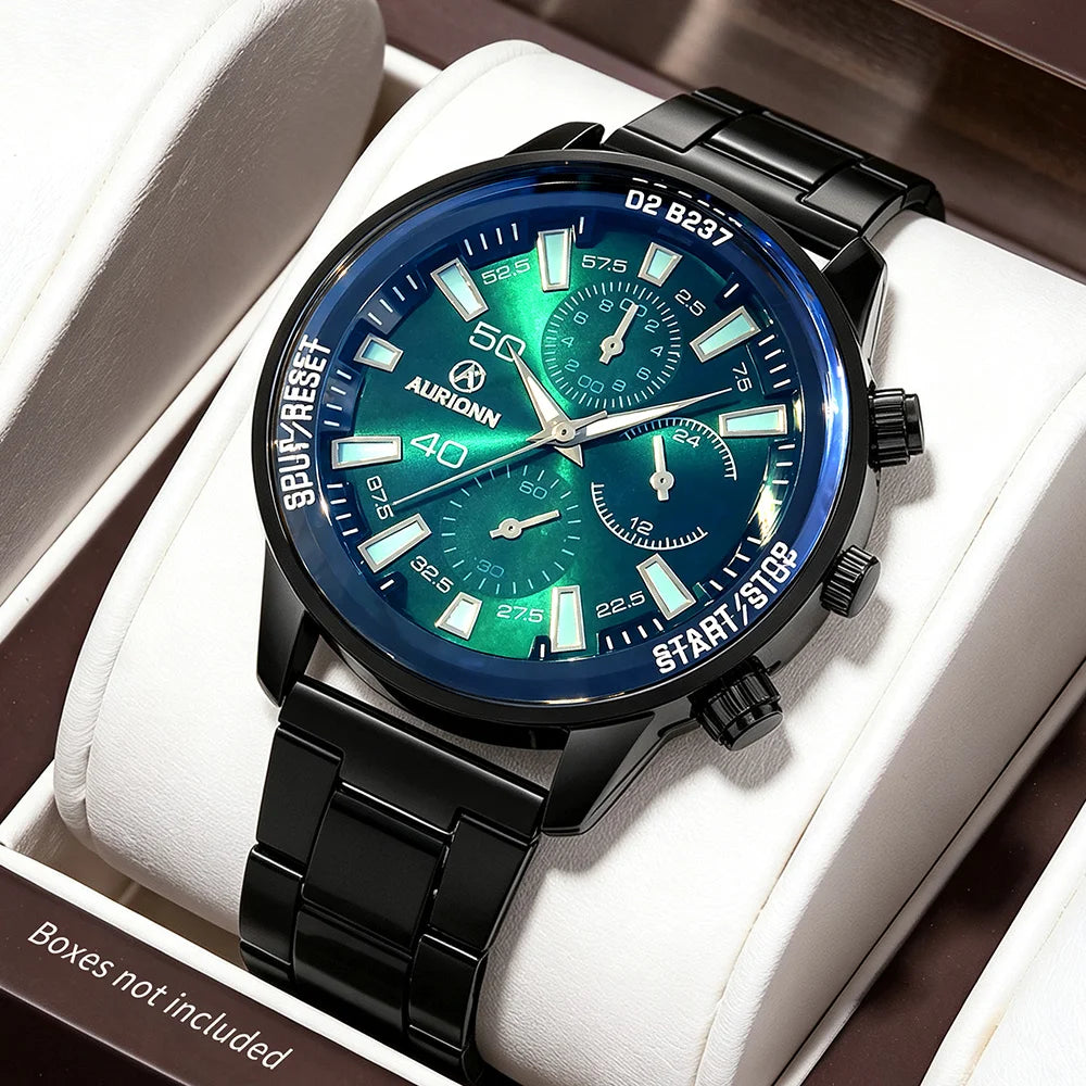 Men's Round Alloy Steel Strap Quartz Watch, Perfect for Leisure, Business, and Event Participation (No Box)
