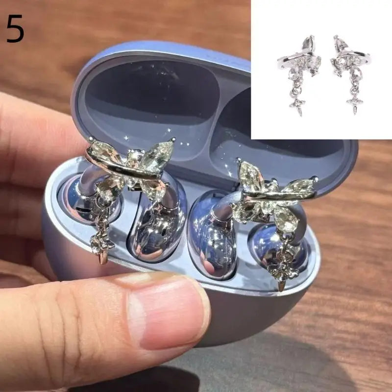 1Pairs Headphone Diameter Buckle Zircon Decorative Headphone Decoration Clip Removable Easy To Install Earbud Accessories〔Nest〕