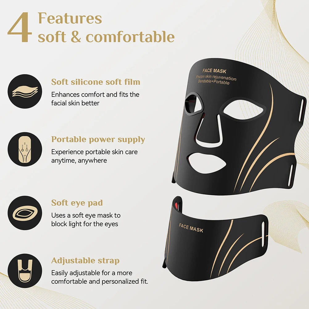 7 Colors LED Face Neck Set Mask Red Light Skin Rejuvenation Brighten Soft Silicone Facial Photon Therapy Flexible Skin Repair